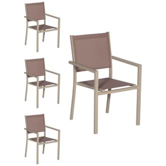 Happy Garden Happy Garden - Juego De 4 Sillas De Aluminio Color Topo Textileno Topo
