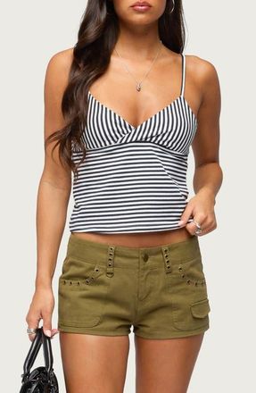 Edikted Emilea Stripe Stretch Cotton Camisole in Navy-And-White at Nordstrom, Size X-Large