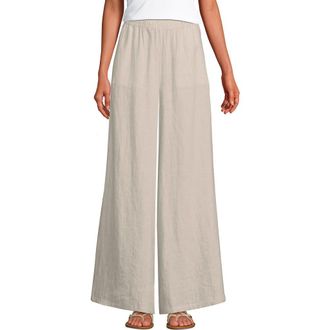 Lands End Linen High Rise Palazzo Pants in Champagne/linen at Nordstrom, Size X-Large