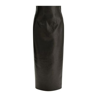 Khaite Loxley High-Waisted Leren Kokerrok - Dames - Rokken - Zwart - Maat: S Leer