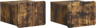 vidaXL Mesita De Noche De Pared 2 Uds. Roble Ahumado 33 X 34,5 X 24 Cm Vidaxl