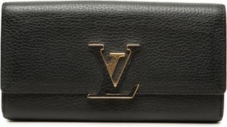 Louis Vuitton Black Noir Leather Long Wallet (Bi-Fold) (Pre-Owned)
