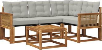 vidaXL Conjunto De Sof&aacute;s De Exterior 5 Uds. Natural Y Gris Claro Vidaxl