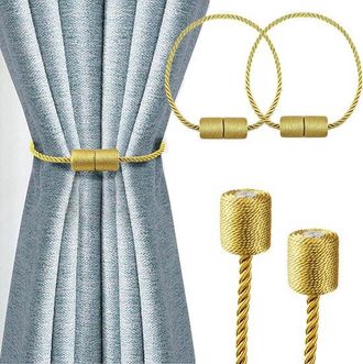 No Brand Pinzas Magn&eacute;ticas Para Cortinas - Decoraci&oacute;n Para Cortinas - Hogar Y Oficina - Dise&ntilde;o Magn&eacute;tico Reforzado - 38,8 Cm De Largo - Dorado