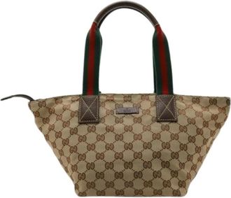 Gucci Pre-owned Handbags, female, Beige, Size: ONE SIZE Pre-owned Sherry Line Shoulder Tote