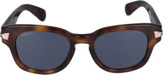 Gucci Blauwe Havana Zonnebril Gg1518S Stijl - Heren - Accessoires - Bruin - Maat: 51 MM