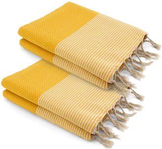 Febronie Juego de 2 foutas xxl algod&oacute;n 200x200 amarillo azafr&aacute;n