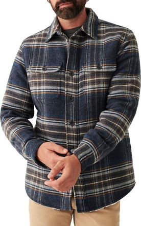 Faherty CPO Plaid High Pile Fleece Shirt Jacket in Navy Summit Plaid at Nordstrom Rack, Size Large