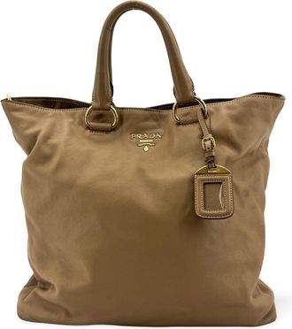 Prada Vitello Daino Tote Bag Brown