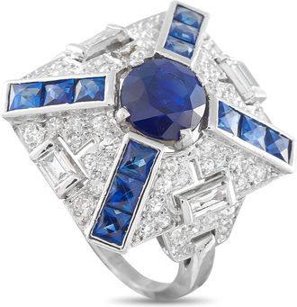 Luxury Bazaar Platinum 1.50ct Diamond and Sapphire Ring MF19-050726