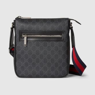 Gucci GG Black Small Messenger Bag, Original GG Fabric