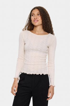 Saint Tropez Langarmshirt SAINT TROPEZ GruSZ, Damen, Gr. XL, braun rice melange, Jersey, Obermaterial: 95% Baumwolle, 5% Polyester, meliert, regular fit normal, Ru