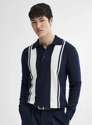 Lindbergh Mens Vertical navy-stripe sweater