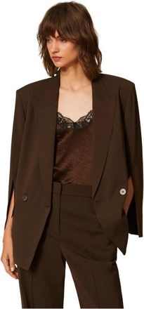 Twinset Cape Jacket M/L - Dames - Blazers - Bruin - S - Polyester - Jassen