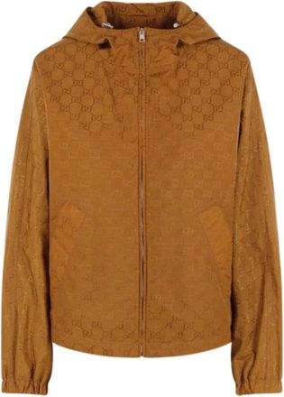 Gucci GG nylon jas - Dames - Vesten met rits - Bruin - S - Nylon - Hoodies & sweatvesten