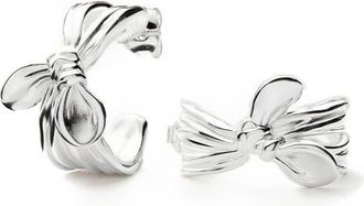 Missoma Mark Gong Bow Hoop Earrings in Silver at Nordstrom