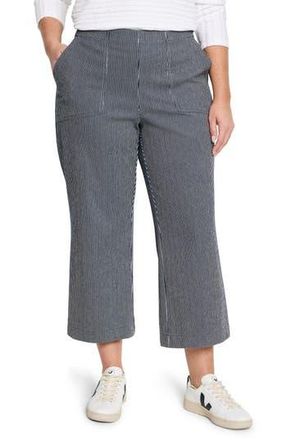 Nic+Zoe All Day Stripe Crop Wide Leg Pull-On Jeans in Blue Multi at Nordstrom Rack, Size 22W