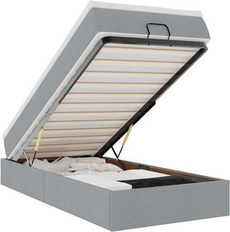 vidaXL Estructura Cama Otomana Con Colch&oacute;n Tela Gris Claro 100x200cm Vidaxl