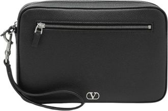 Valentino Garavani VLogo Pouch - Heren - Tassen - Zwart - ONE Size - Leer - Tassen