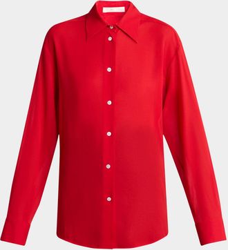 The Row Elia Button Down Silk Blouse