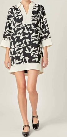 English Factory Printed 3/4 Sleeve Tunic Dress In Multi