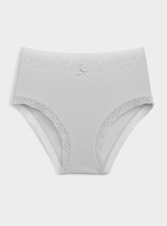 Miiyu Womens Lace trim high-waist bikini panty Organic cotton