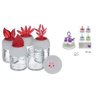 Trade Shop Trade Shop - Set 5 Contenitori Barattolo Natura 41cc Design Dosatore Sale Pepe Spezie Vetro