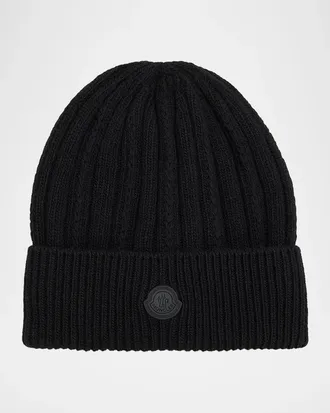 Moncler Rib-Knit Wool Beanie