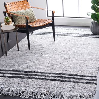 Safavieh Vintage Leather Hand Made Area Rug, Ivory / Black Bohemian Style