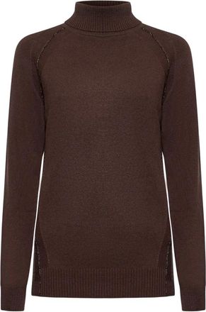 Silvian Heach Essential Turtleneck Sweater - Dames - Coltruien - Bruin - S - Wol - Truien & Vesten