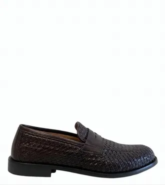 Marechiaro 1962 Brown Leather Braided Construction Moccasins