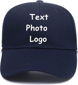 Generic Custom Baseball Cap with Your Text,Personalized Adjustable Trucker Caps Casual Sun Peak Hat for Gifts Outdoor Activities All Seasons (Navy)