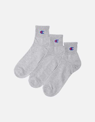 Champion Mens Champion Mens Ankle Socks 3X Pack Regular Cotton Grey Sports Trainer Socks M L - Size: 9.5/13/12.5/12/11.5/11/9/16/15.5/15/14.5/14/13.5/10.5/10