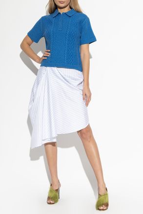 J.W.Anderson Asymmetric Skirt With Stripe Pattern, Womens, White