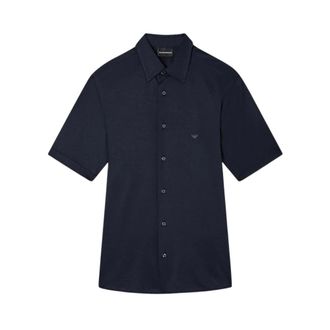 Emporio Armani Short Sleeve Shirts, male, Blue, Size: L Shirts