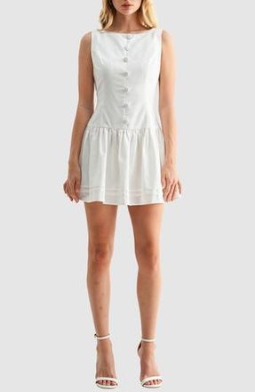 Lush Covered Button Fit and Flare Minidress in Ivory at Nordstrom Rack, Size Medium
