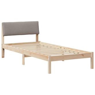 vidaXL Bed frame Brown and taupe 90 x 190 cm Solid pine wood vidaXL