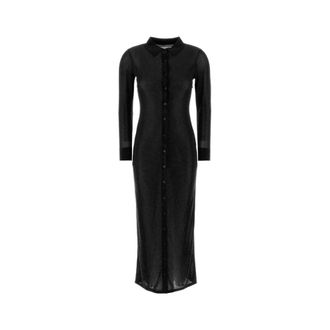 Alexander Wang Alexander Wang, Shirt Dresses, female, Black, Size: S Embellished Viscose Shirt Dress