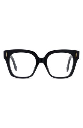 Loewe Anagram 51mm Square Optical Glasses in Shiny Black at Nordstrom