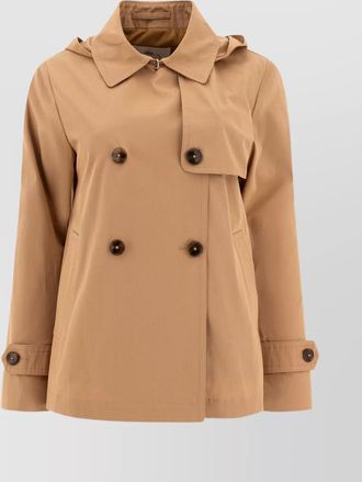 Herno cotton hooded double-breasted trench coat