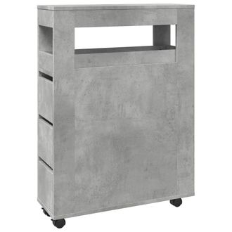 Berkfield Home Narrow Bathroom Cabinet with Wheels Concrete Grey Engineered Wood