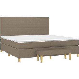 vidaXL Vidaxl - Cama Box Spring Con Colch&oacute;n Tela Gris Taupe 200x200 Cm