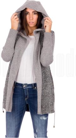 Fabiana Filippi Zip-throughs, female, Gray, Size: S Cappotto in lana merino