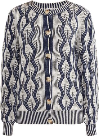 Usha Vest Dames Wol Wit Blauw