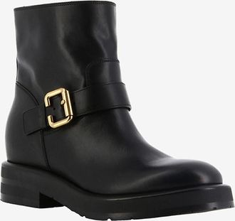 Chlo&eacute; Flache Glattlederstiefeletten Coddington