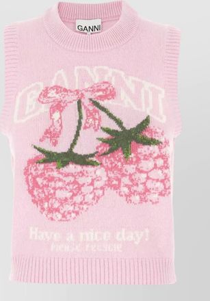 Ganni sleeveless crew neck knitwear graphic design