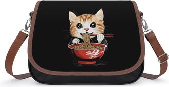 Generic Cat Japanese Ramen Noodles Fashion Womens Crossbody Bags Novelty Handbag Shoulder Bag Purse