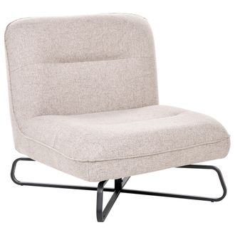 Beliani Sill&oacute;n De Tela Con Asiento Ancho Sin Brazos Decorativo Base De Metal Beige Lindal
