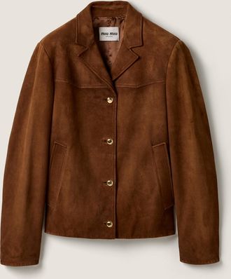 Miu Miu Waxed suede leather blouson jacket