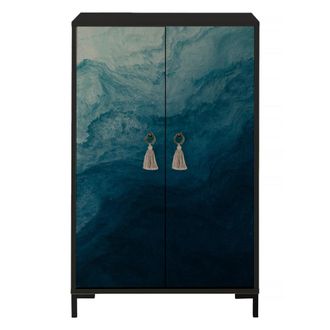 Really Nice Things Aparador MDF 2 puertas decorativas estampado Azul Oceano
